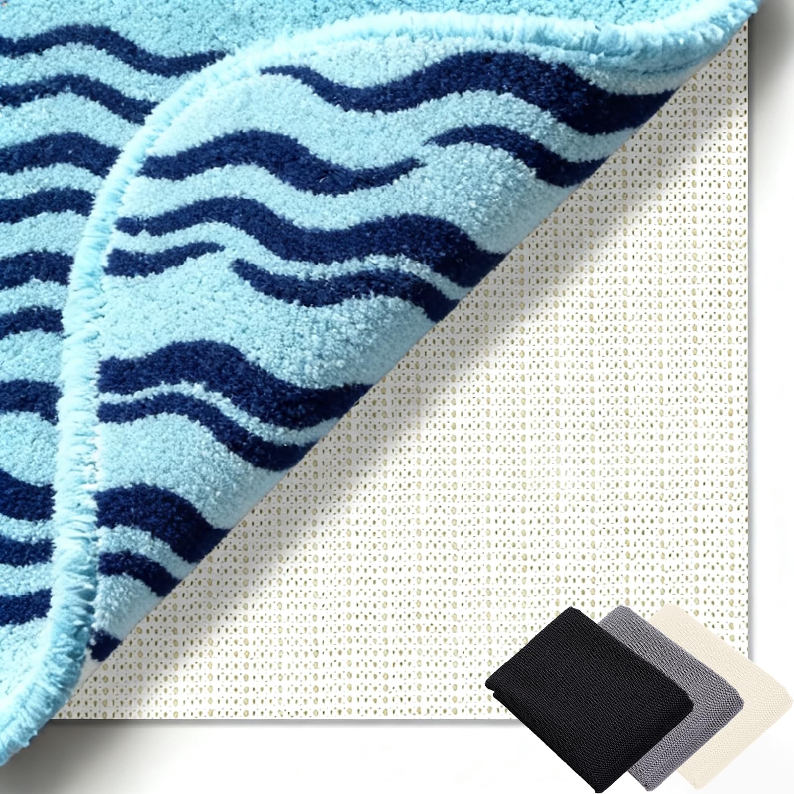 Sottotappeto Antiscivolo 170 x 190 cm Riutilizzabile, Inodore, Tagliabile, Lavabile e Personalizzabile Nelle Dimensioni, Sottotappeto Antiscivolo in PVC Perr Moquette, Bianco
