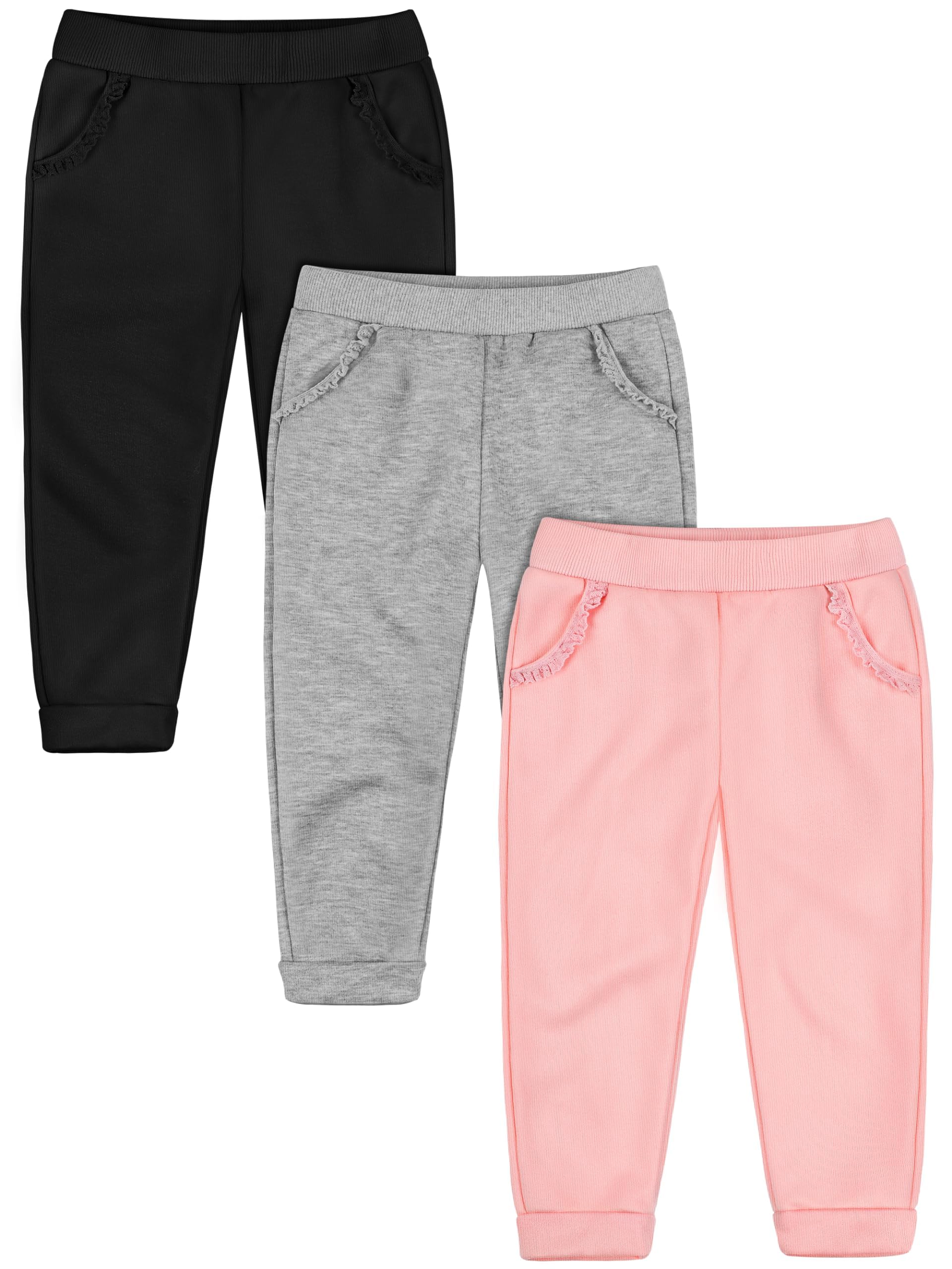 Resinta 3 Packs Baby Toddler Girls' Pull-On Fleece Sweatpants