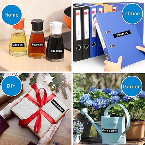 Miniatura 6 de Cinta adhesiva Brother TZe-335 compatible con cinta de etiquetas blanca sobre negra, cinta TZe Tz de 0.472 in 0.47 laminada negra, funciona con