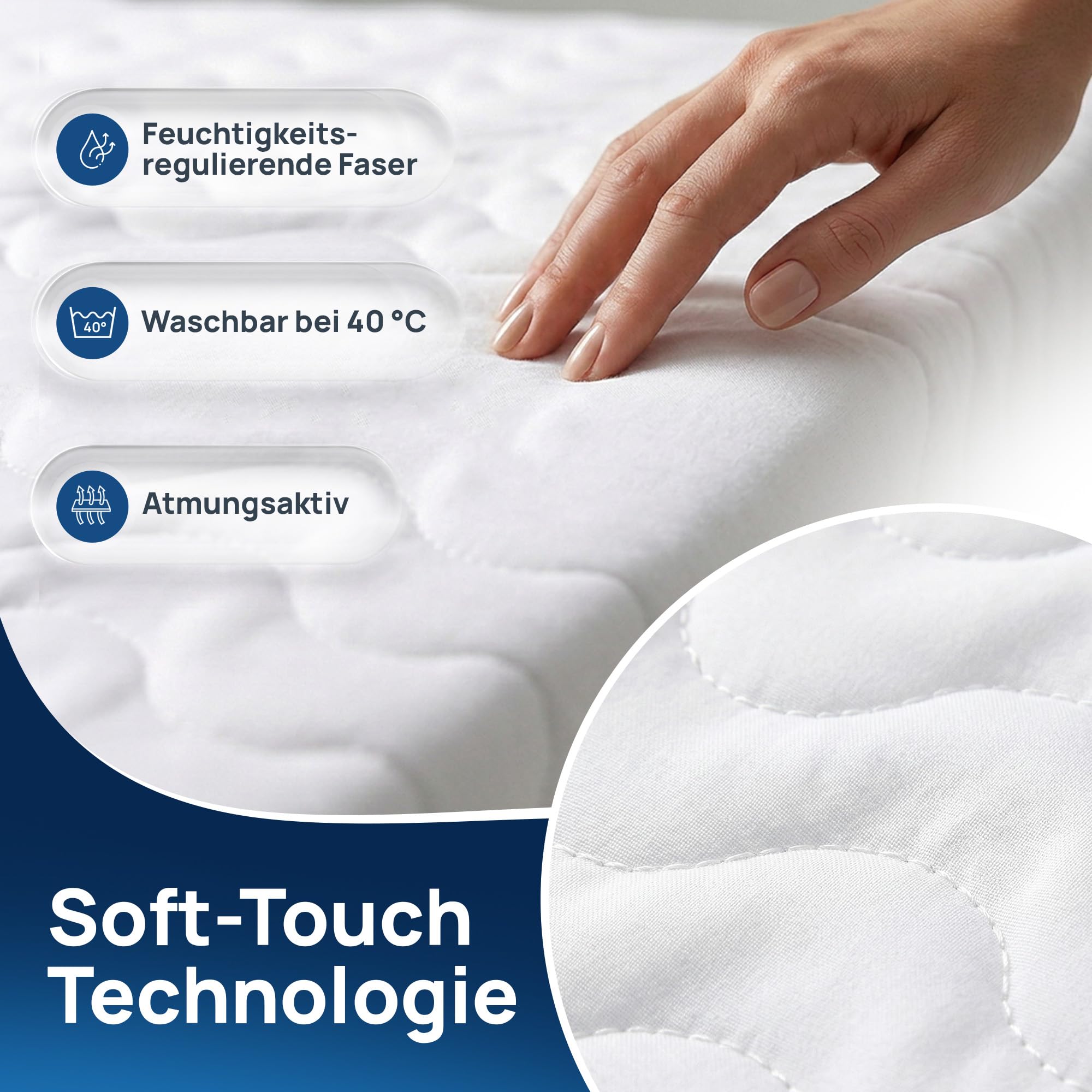 LILENO HOME Matratzenbezug 100x200 cm Reißverschluss - waschbarer Matratzenschoner aus Microfaser ideal für Allergiker - extra weicher Schonbezug für Matratzen (rundum) Höhe 20-22 cm
