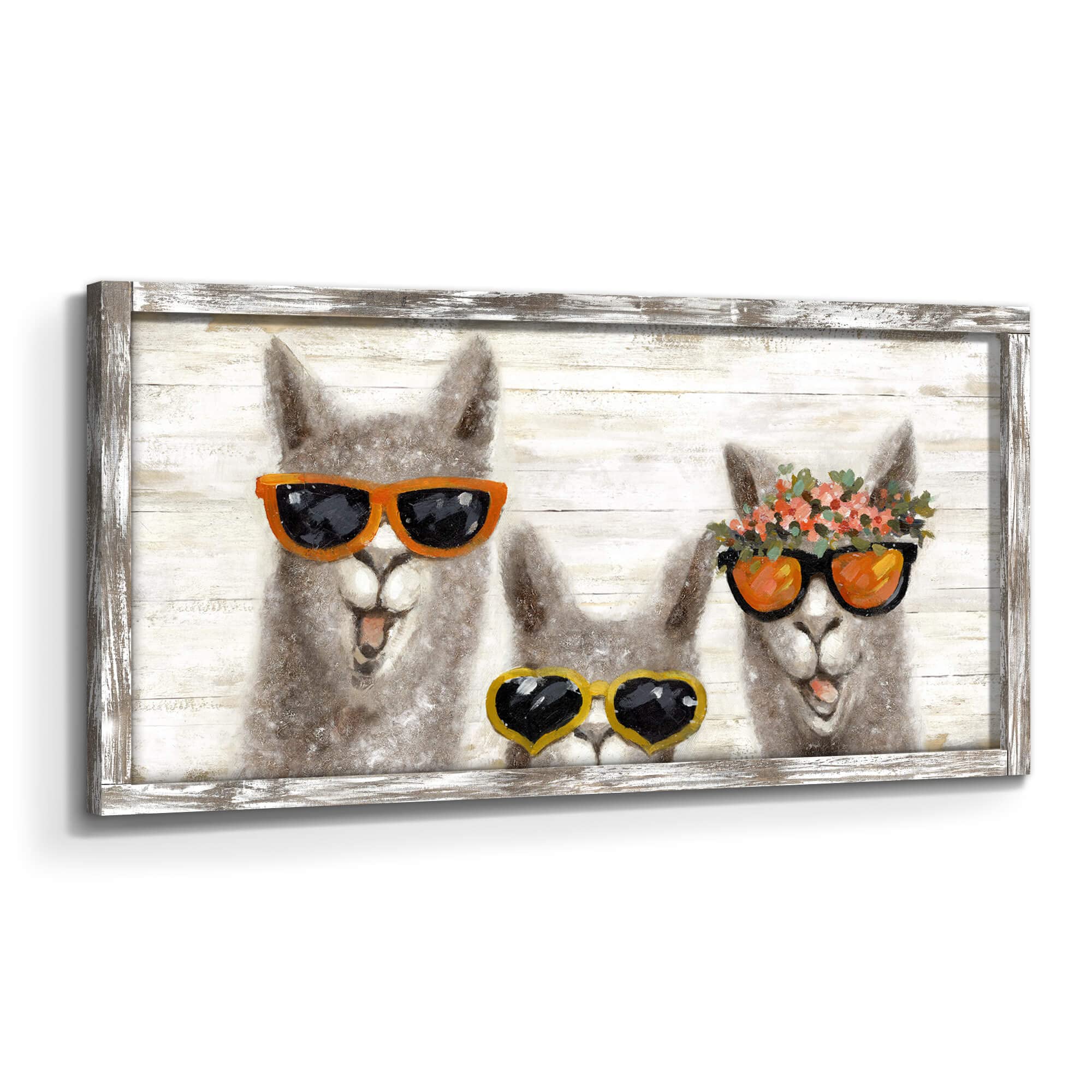 Animal Framed Wooden Wall Art: Funny Alpaca 