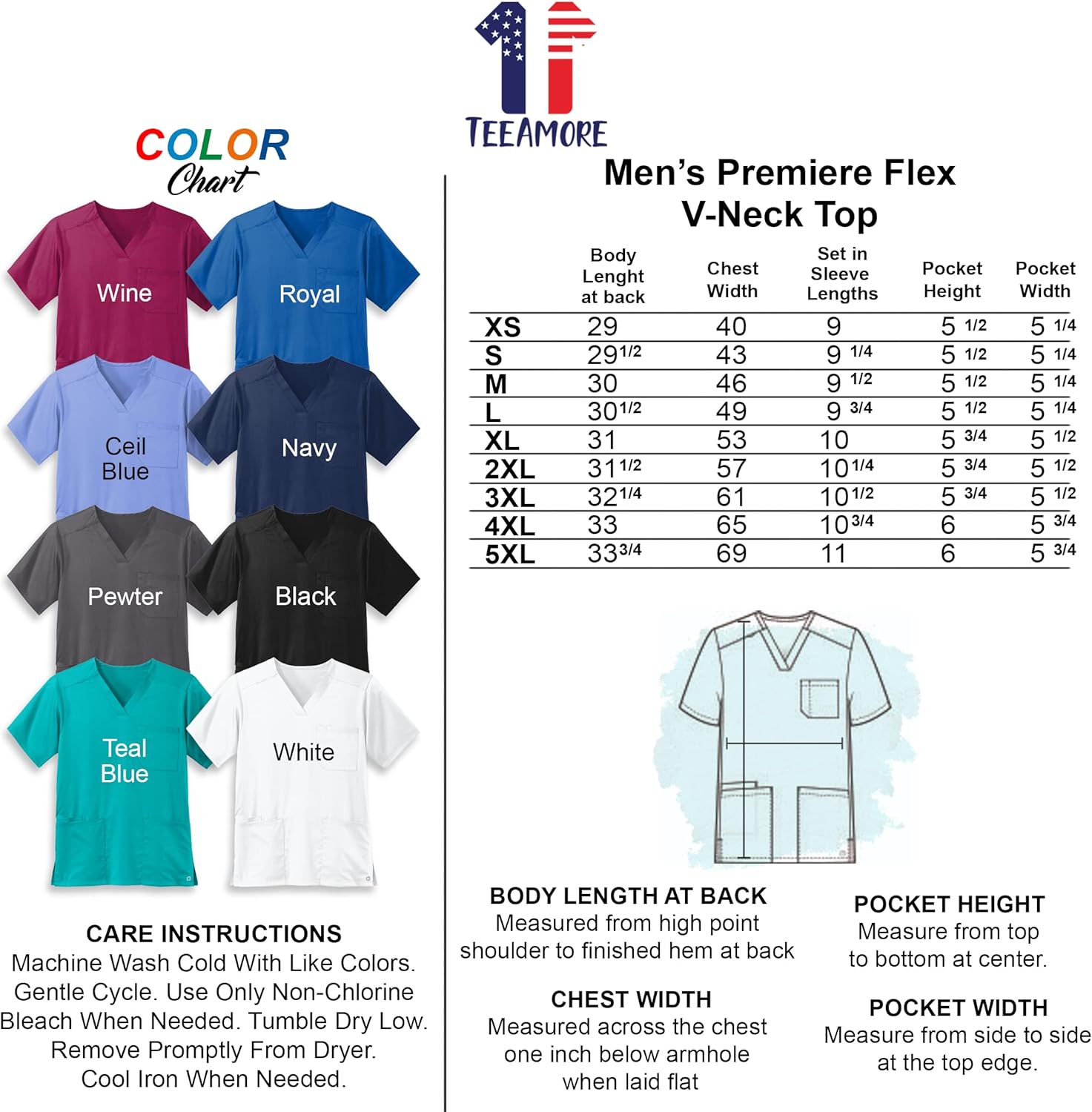 Custom Emroidered Scrub Top Add Your Embroidery Text Logo Monogram Initials Men's Premiere Flex V-Neck Top - Image 6