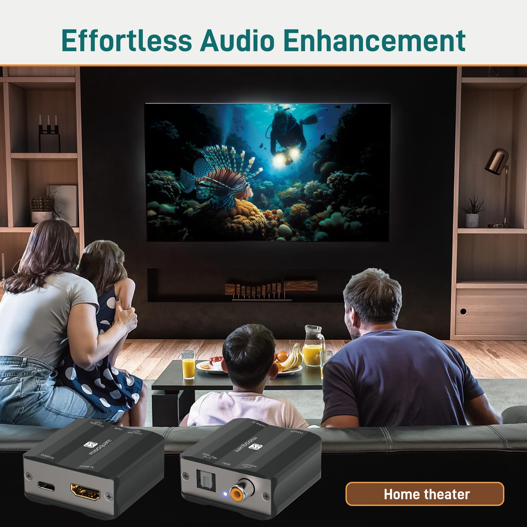 eARC/ARC - Extractor de audio HDMI a óptico/coaxial, convertidor de audio eARC/ARC, carcasa de aluminio, compatible con PCM2.0 Dolby5.1 DTS5.1 para barra de sonido de TV, auriculares