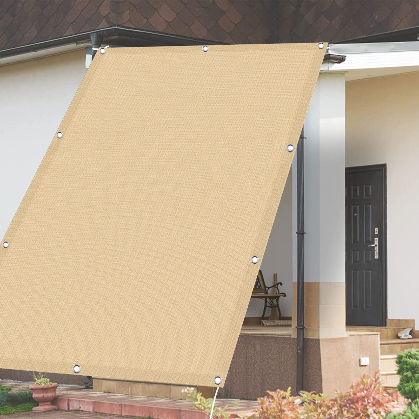 Voile d'ombrage Rectangulaire Respirant 2.5 x 6 m UV Protection Toile Tendue Exterieur avec 4 Morceaux de Corde pour Terrasse Jardin Balcon Camping, Jaune