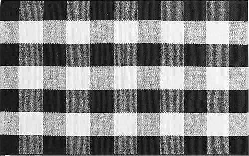 Miniatura 202 de IOHOUZE - Tapete a cuadros estilo búfalo de 5 x 8 pies para interiores y exteriores, lavable, para sala, tapete de bienvenida primavera-verano