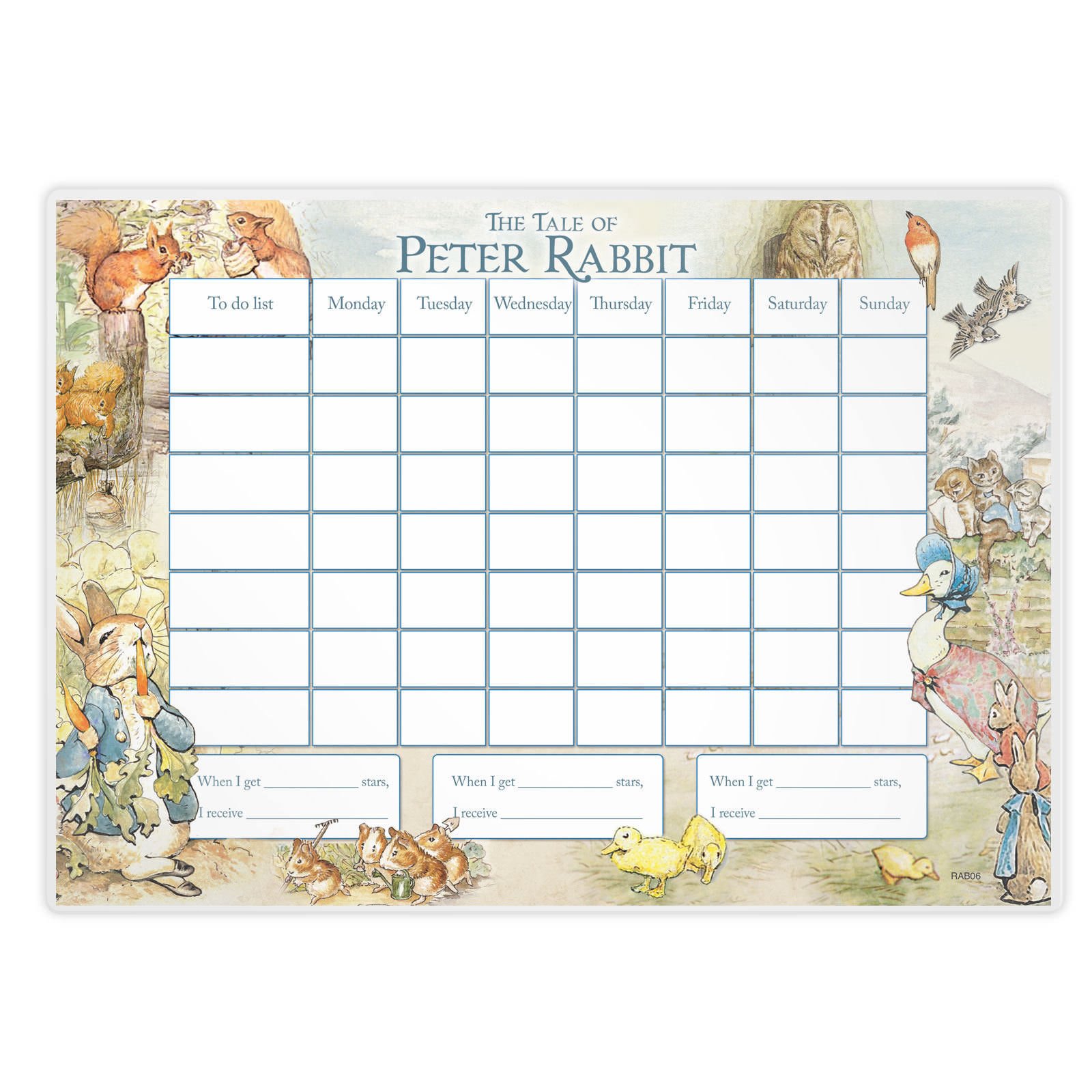 Funky Monkey HousePeter Rabbit Reward Training Chart - RAB06