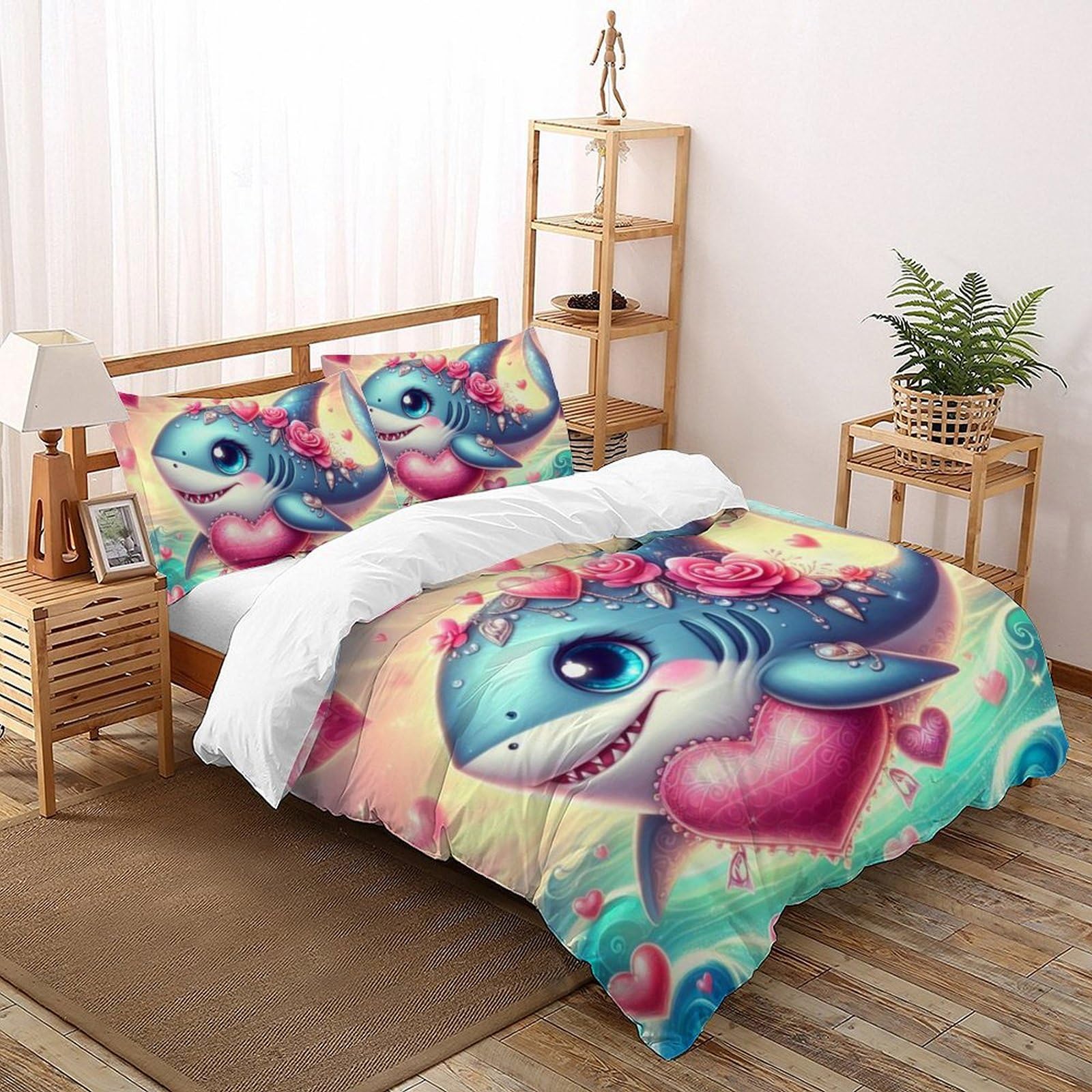 Housse de couette requin 260x220cm pour décorer une chambre de garçon