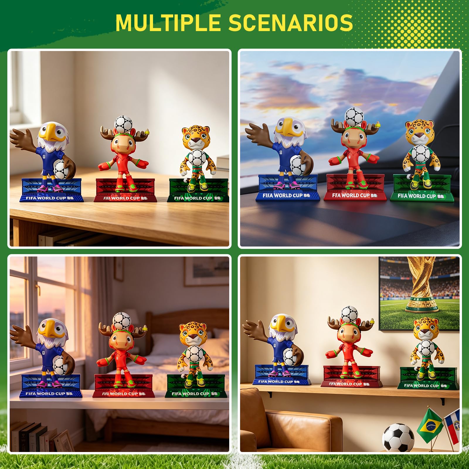 Sanyetral FIFA World Cup 2026 3PCS Figurines de Mascotte Coupe du Monde 2026, Comprend Clutch, Zayu, Maple,Jeu de Court-A (6 cm)