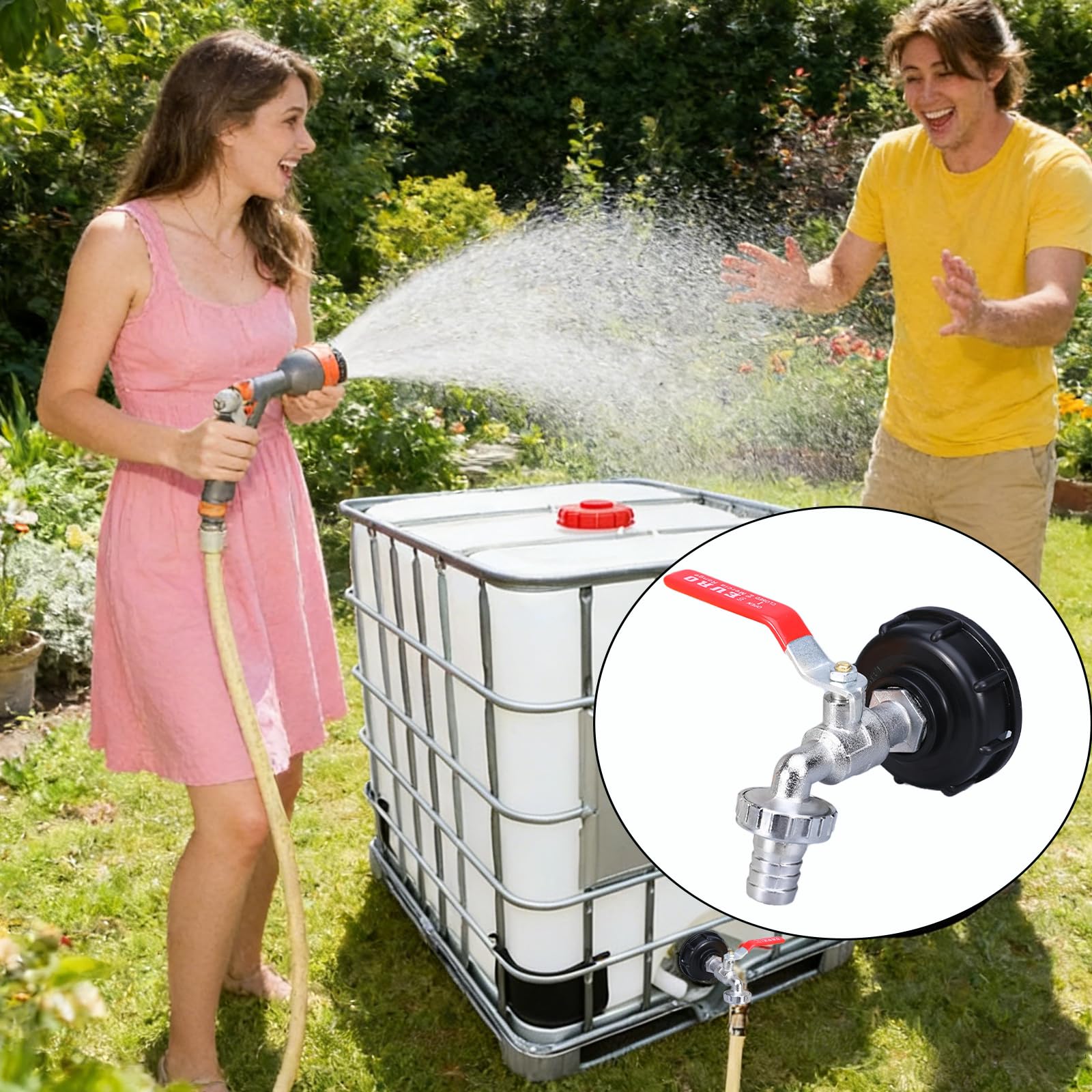 IBC Container Accessori, IBC Rubinetto di Scarico Set, mit Chiavi Tappo del Tamburo, Raccordo Cisterna 1000 Litri, Adattatore Rubinetto Pollici in Lega 1/2, per Cisternetta Serbatoio Acqua Piovana - 3