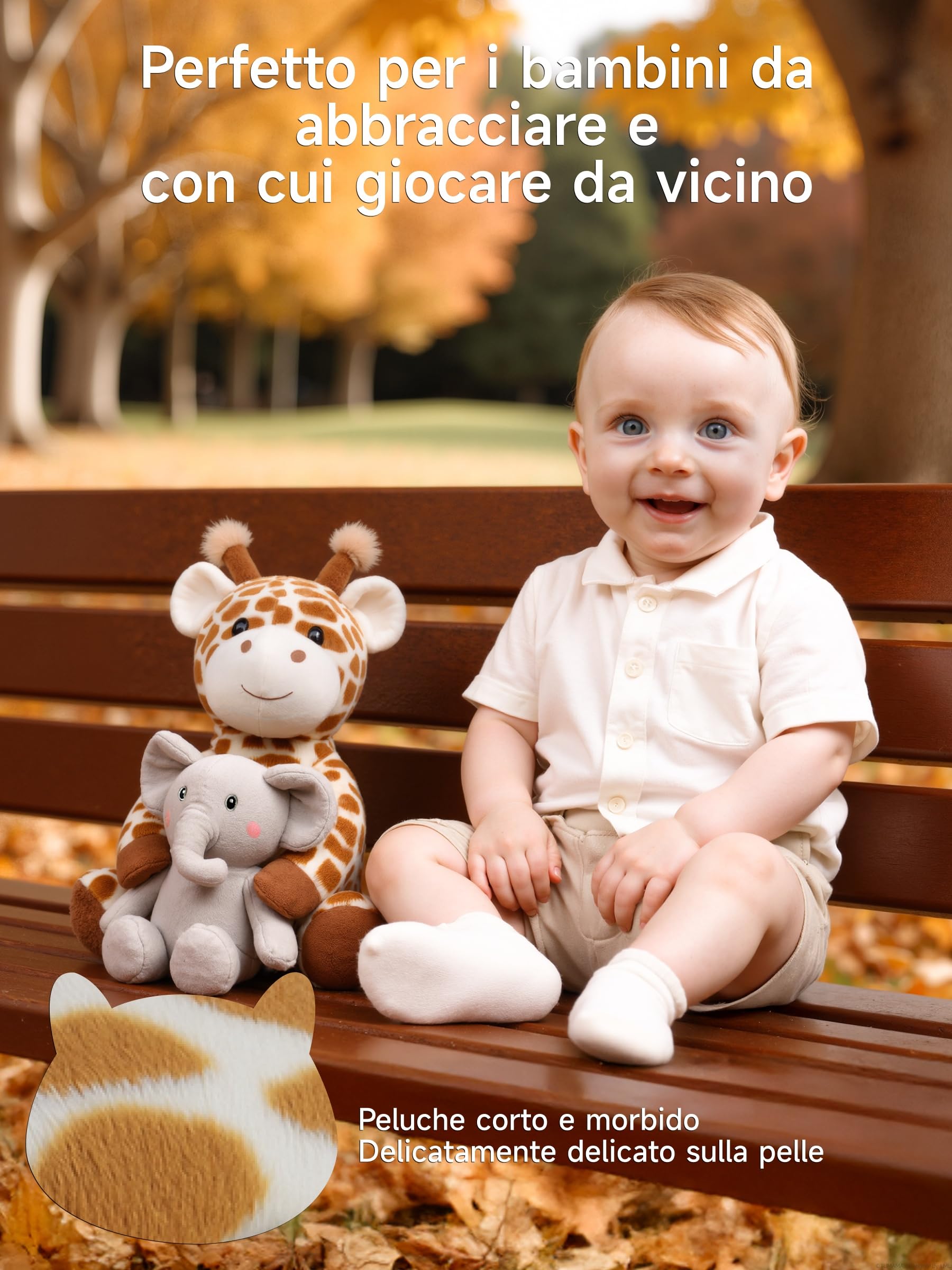 TUMAMA KIDS Giocattoli Interattivi di Peluche per Bambini Giraffa ed Elefante che Parlano e Cantano, Giocattolo che Ripete ciò che dici, Giocattolo Musicale Elettronico Interattivo per Bambini Regalo