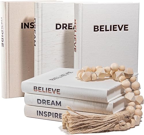 Dabster Guys Libros decorativos para decoración del hogar, libros de decoración de lino con diseño inspirador, decoración de estantes, páginas en