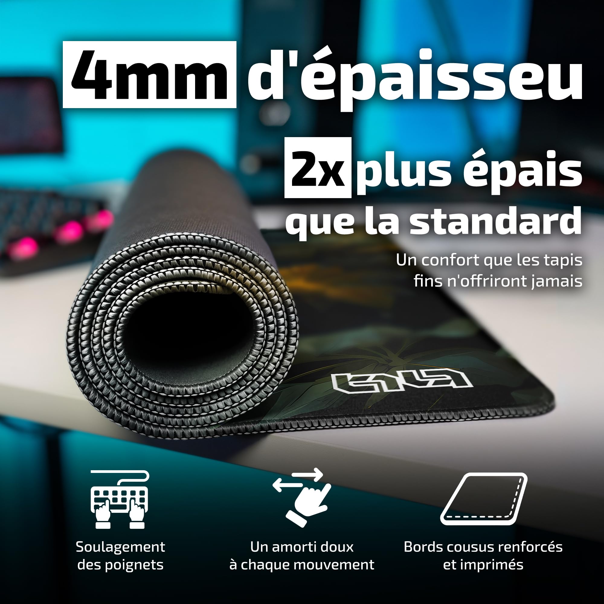 Tilt Grand Tapis de Souris Gamer XXL 90x40 cm | Tapis de Bureau Gaming Anti-Dérapant | Mouse Pad Imperméable pour PC et Accessoires Gaming | Tapis de Clavier (Forest Dragon)