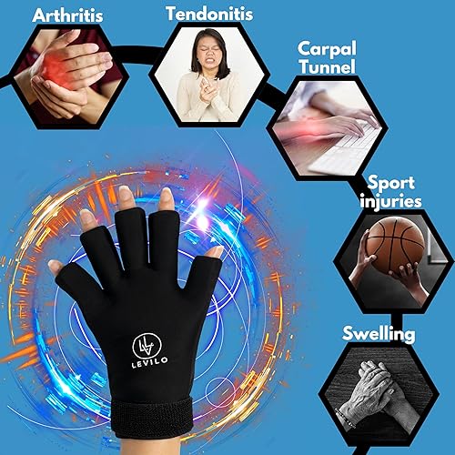 Miniatura 4 de Paquete de 2 guantes de compresión para la artritis de los dedos, guantes de hielo para aliviar el dolor, túnel carpiano, dolor en las