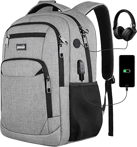 Mochila escolar, mochila para portátil de 17.3 pulgadas, mochila para adolescentes y niños, mochila universitaria con puerto de carga USB,