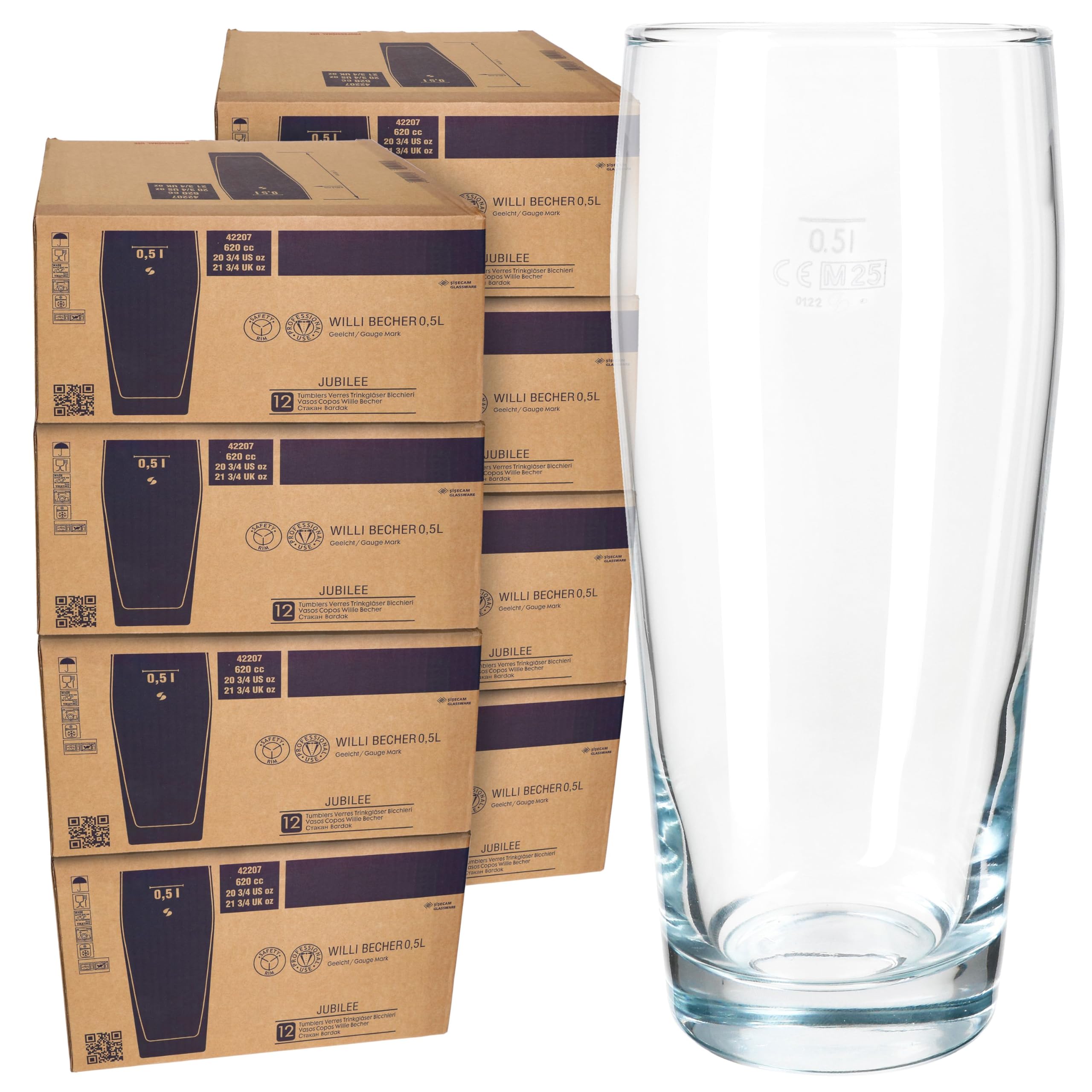 MamboCat 96er Set Willibecher 0,5 L geeicht I Biergläser aus klarem Glas mit Eichstrich I Trinkgläser für Bier, Wasser, Cocktails & Softgetränke ideal für Gastro, Bars & Restaurants