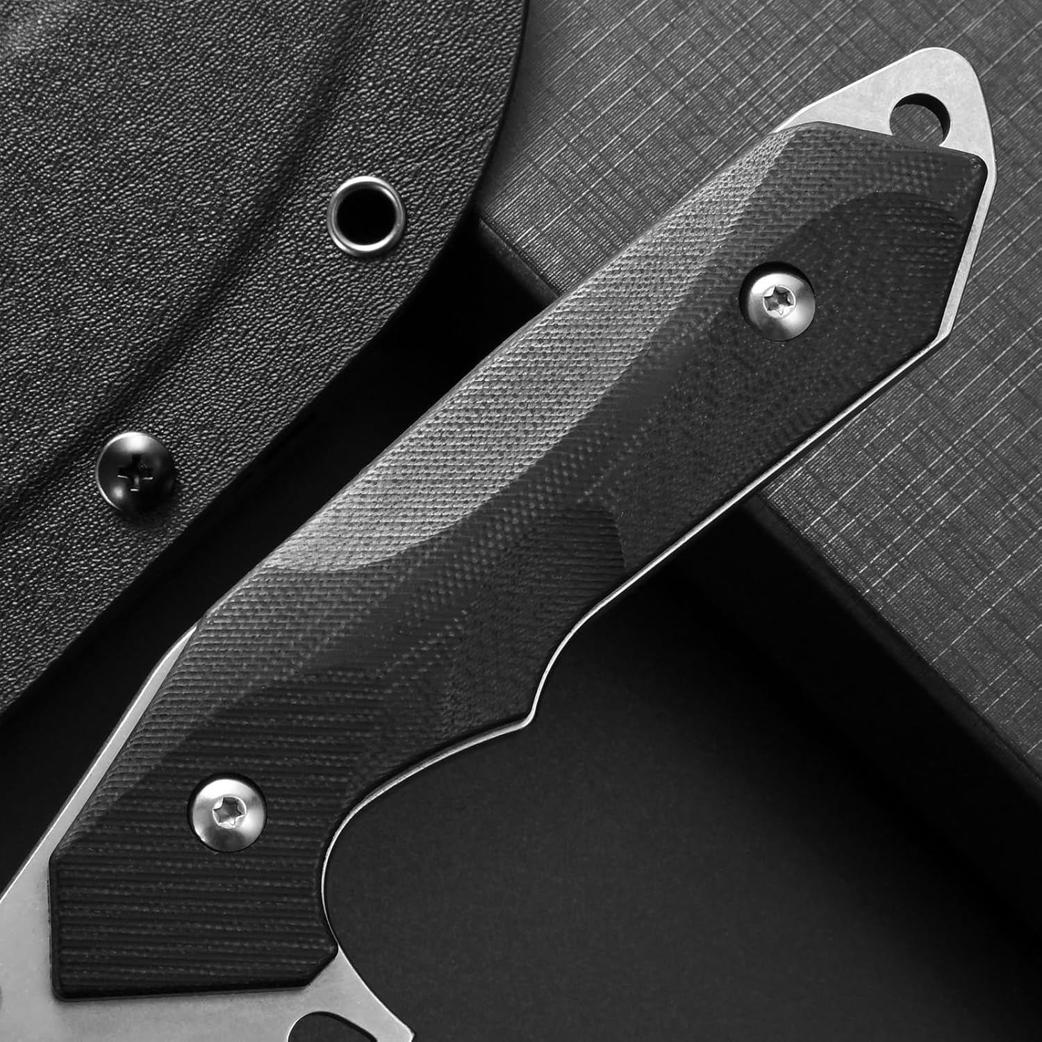 Eafengrow EF122 Fixed Blade Knife D2 Steel Blade G10 Handle Pocket Knives Fixed Knife, Survival, Outdoor Camping Survival Tool Knives, Kydex Sheaths (Black)