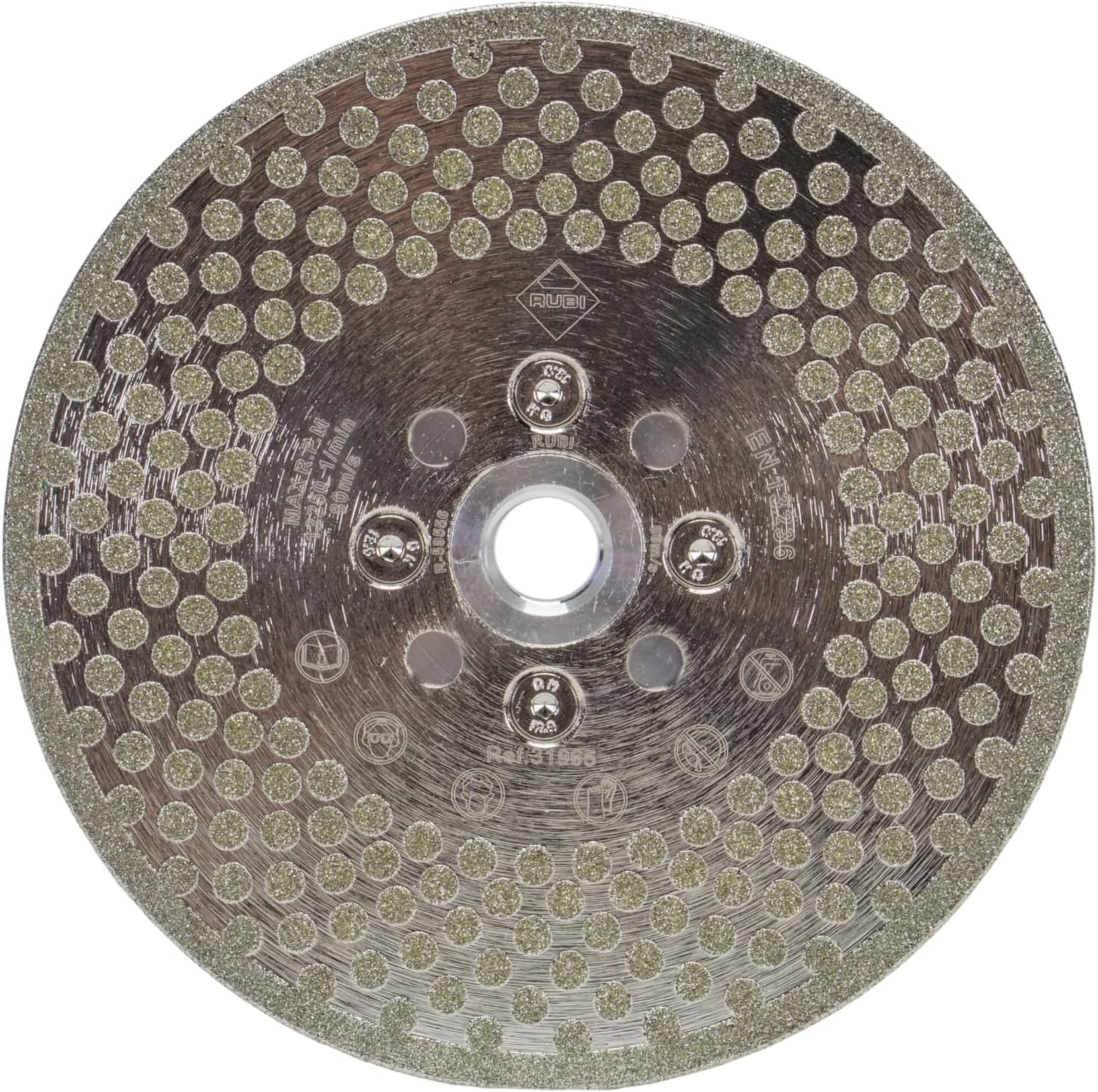 RUBI Diamond Blade for Cutting and Grinding ECD 4 1/2" 2IN1 SUPERPRO - Electroplated Continuous Rim Blade for Porcelain, Ceramic Tiles, Natural Stone - Reversible, Dual-Sided