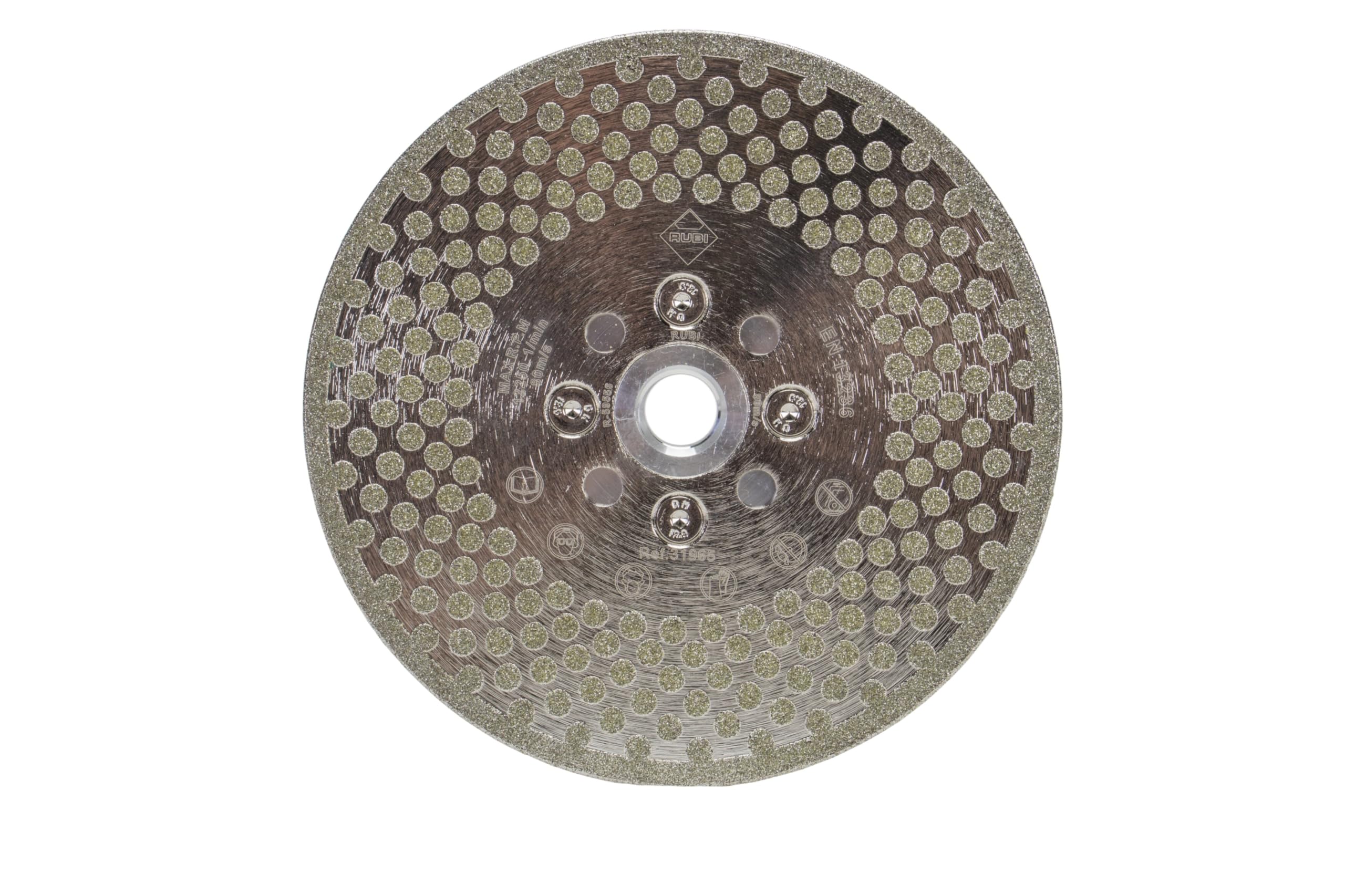 RUBIRUBI Diamond Blade for Cutting and Grinding ECD 4 1/2" 2IN1 SUPERPRO - Electroplated Continuous Rim Blade for Porcelain, Ceramic Tiles, Natural Stone - Reversible, Dual-Sided