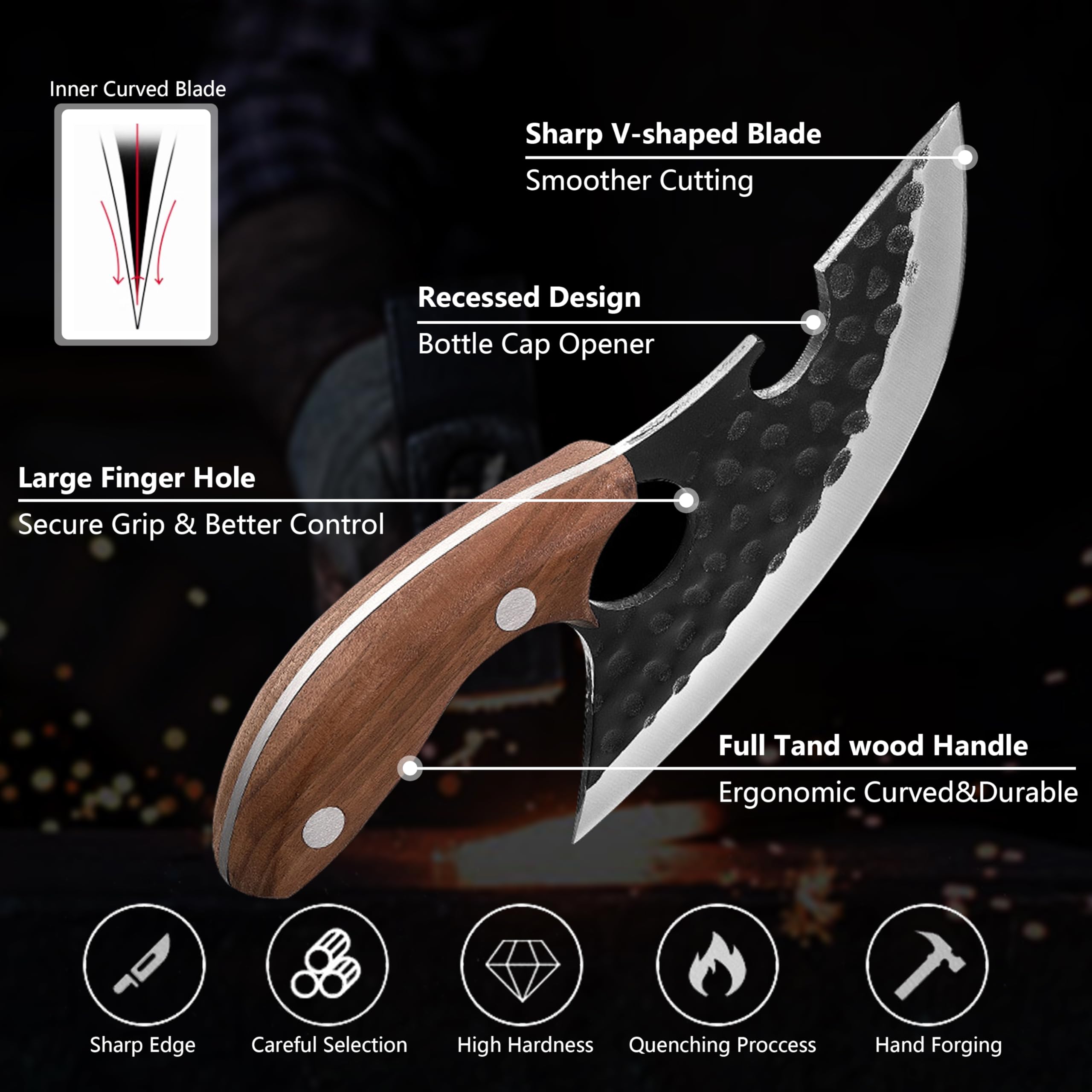 Viking Ulu Knife - Bone Cutting & BBQ Prep -3 Viking Ulu Knife - Bone Cutting & BBQ Prep -3