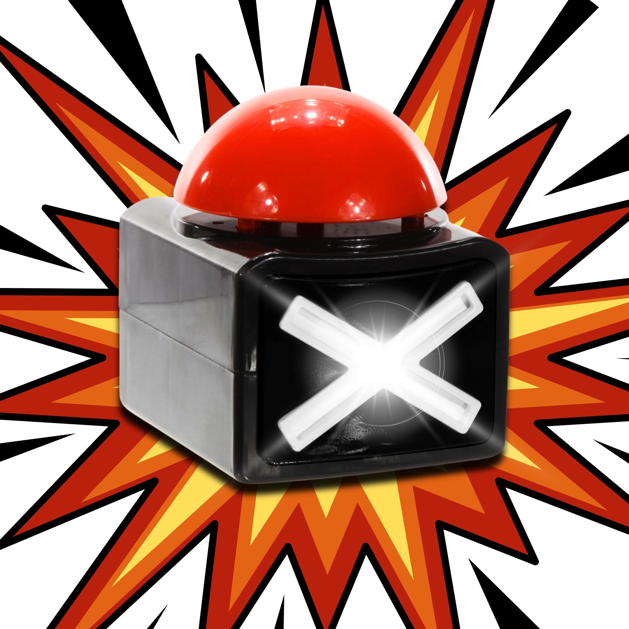 Bada Bing 2er Set XL Buzzer Button mit Sound und Lichteffekten - Perfekt für Quizabende und Partyspiele - Zubehör Quiz Games - Batteriebetriebener Alarmknopf Spielabende und Spielshows Party Spiel