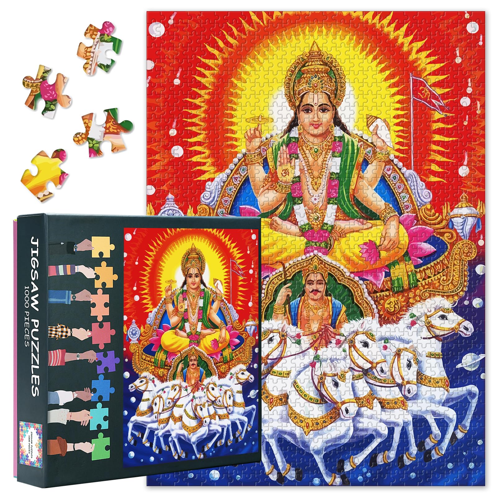 Ganesha Jigsaw Puzzles - God Saraswati 50x70cm Collectors Edition Puzzle,1000 Pieces Holy Culture Music Hinduism Artwork Challenging Parlour Games for Adults & Families