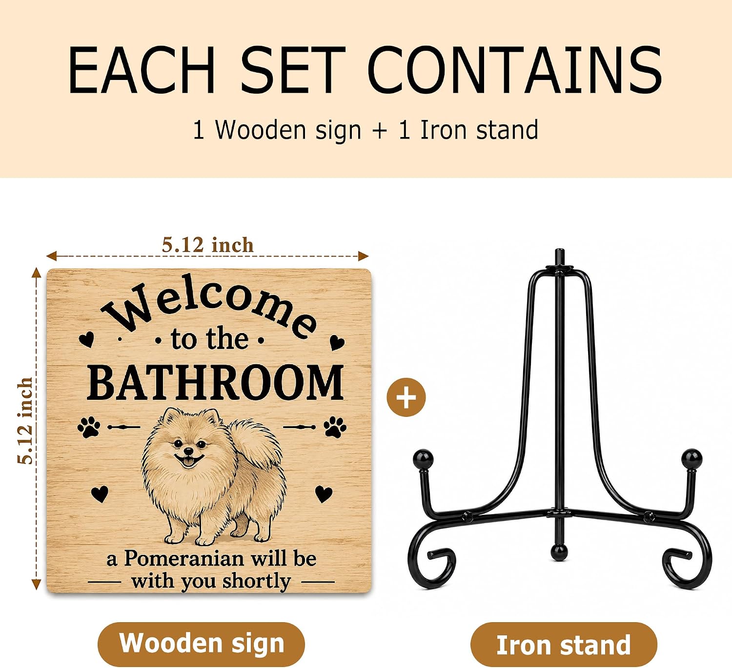 Pomeranian Bathroom Wood Sign 5.1" Pom Bathroom Decor(081 image 3