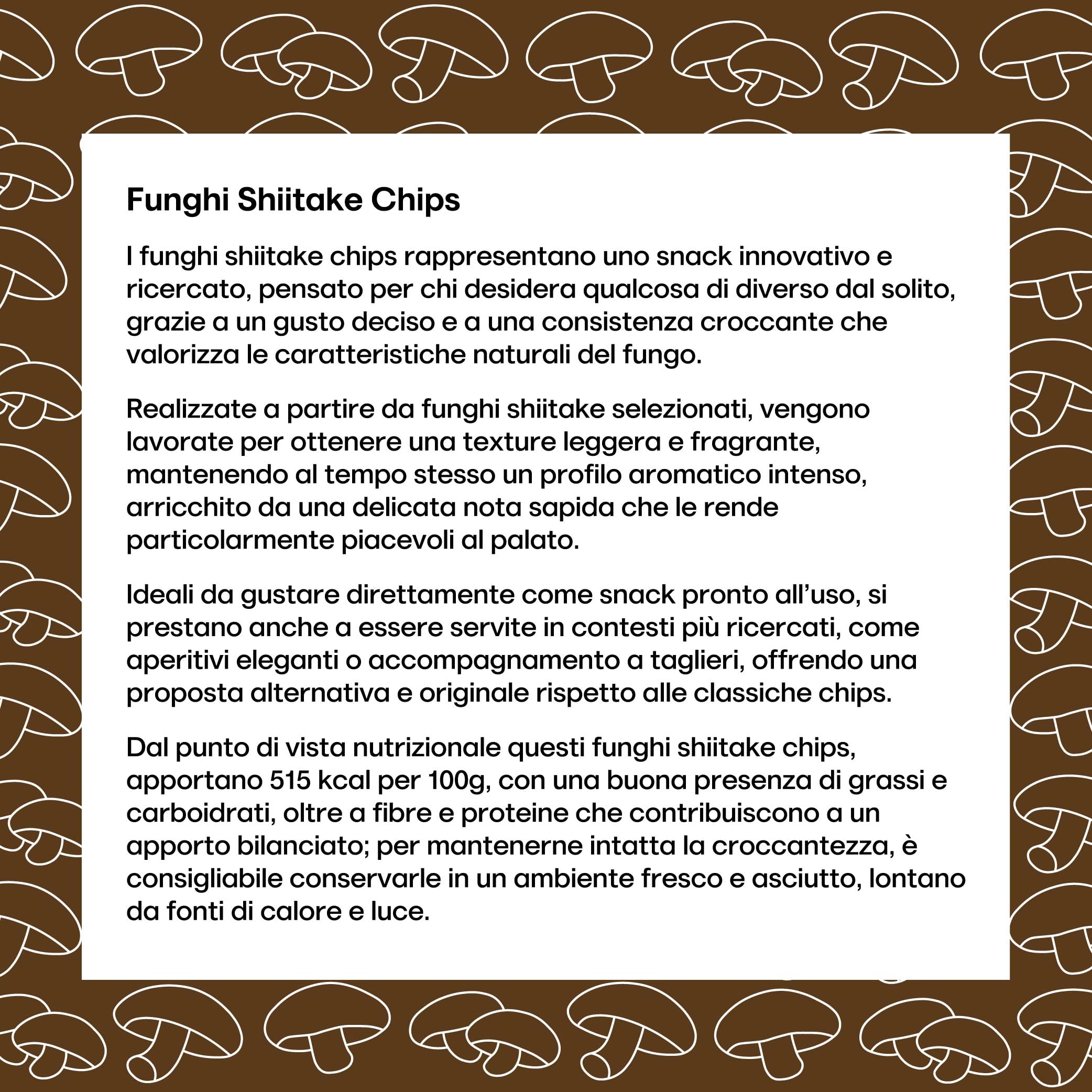 FUNGHI SHIITAKE CHIPS | Snack Gourmet ai Funghi Shiitake, Chips di Funghi, Snack Vegetale senza Coloranti, Confezione Salva Freschezza (500g)