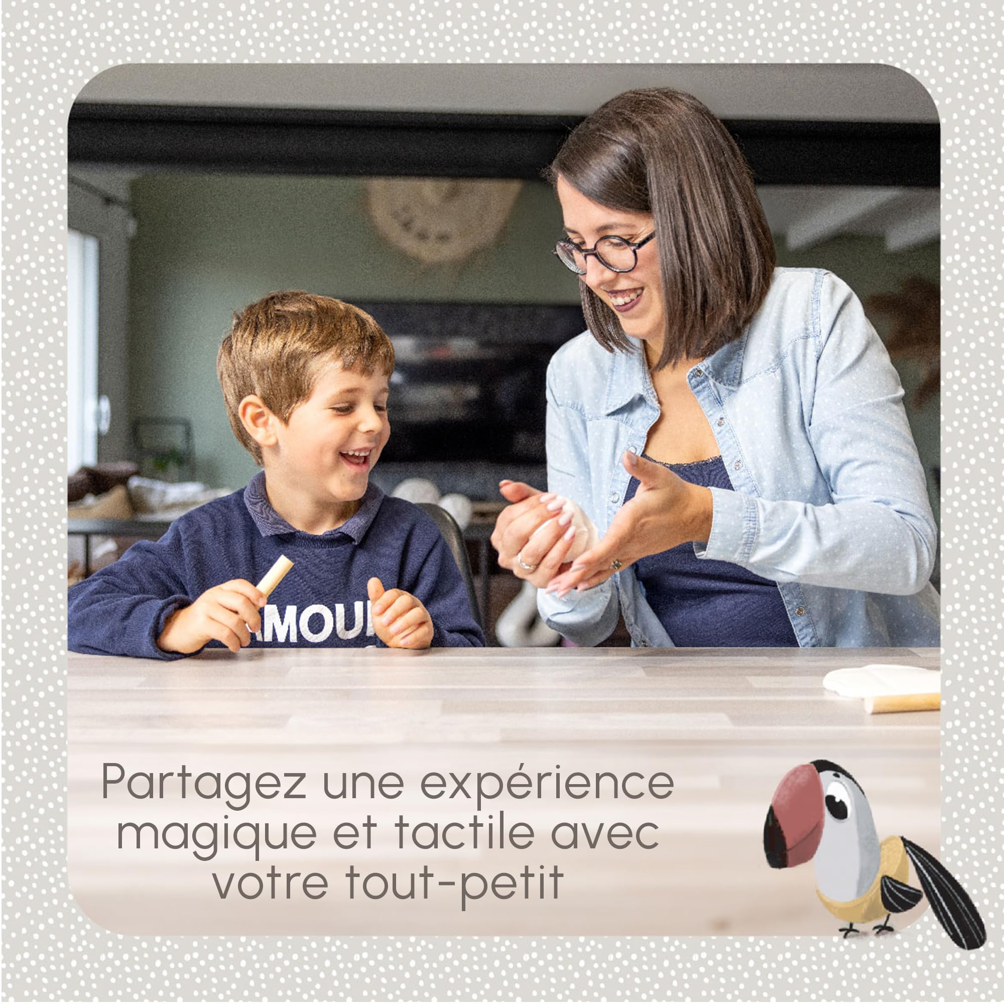 Tiny Love Double Frame Photo, Cadre Personnalisé, Empreinte Main Pied Bebe, Kit Cadre Bebe Argile, Kit Empreinte, Testé Dermatologiquement, Cadeau Naissance, Coffret Tout-en-un, Tiny Creations, Bois