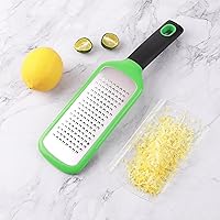Vista 4 de Handheld Cheese Grater, Stainless Steel Lemon Citrus Peeler, Flat Handheld Slicer for Cheese, Lemon, Chocolate and Spices/Crude Hole (Green)