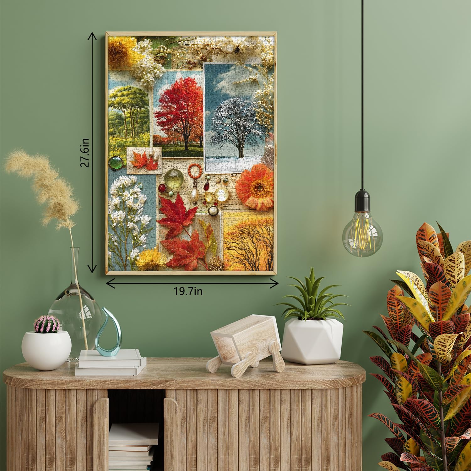PICKFORU Buchstaben der Jahreszeiten Puzzles für Erwachsene 1000 Teile, Natur Blumen Jigsaw Puzzles 1000 Teile, Pflanzenkunst Ahornblätter Puzzle