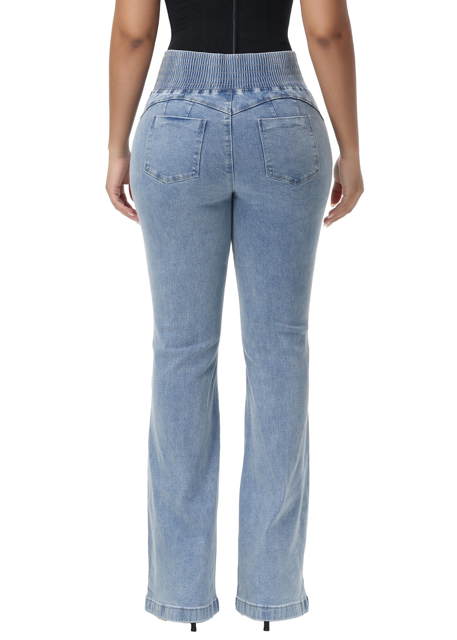 SHAPSHE Jeans da donna a vita alta Butt Lift Stretch Jeans 3 bottoni push up skinny colombiano controllo pancia pantaloni in denim