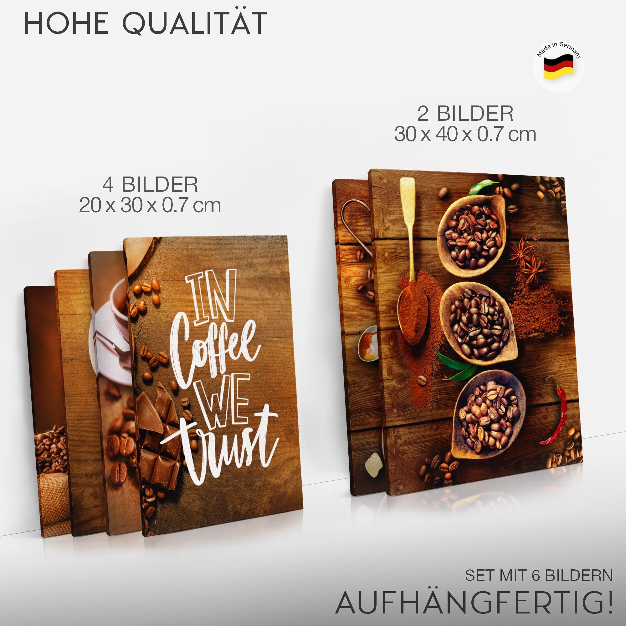 Novart Set de Decoración de Pared con Cuadros La Foto de Café Cuadro - LISTO PARA COLGAR - No Necesita Marco - Dormitorio Salón Cocina - N034263a