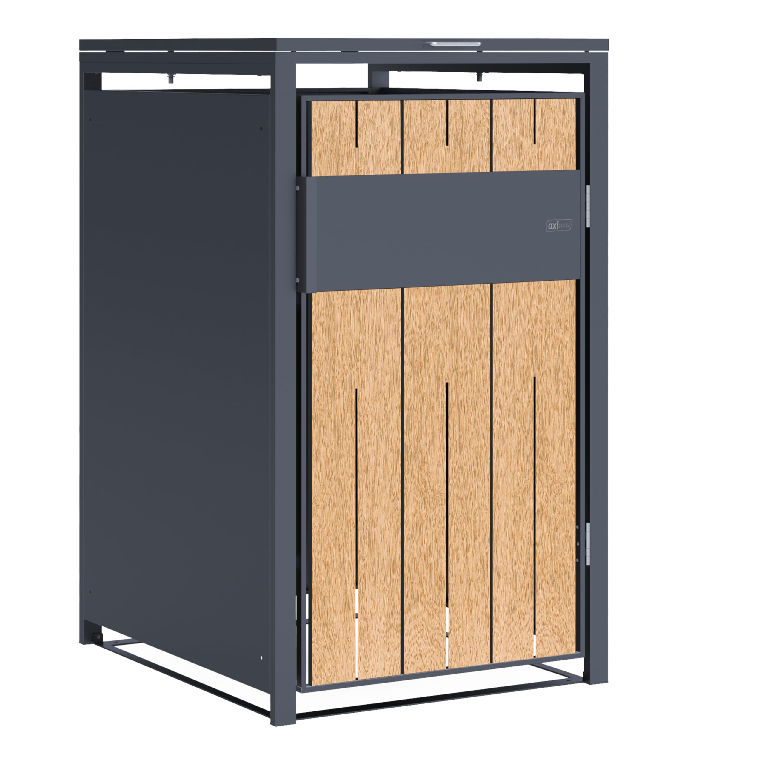 Abri poubelle 240L Axi Luke : design effet bois et métal robuste ventilé