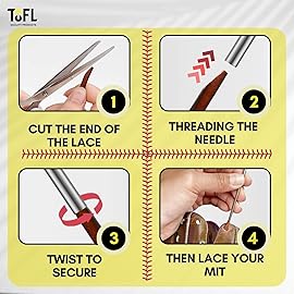 TOFL Softball and Baseball Glove Lace Kit | Mitt Lace Glove Repair Lacing Kit | 2 Leather Laces with Lacing Needle for Catchers Glove| Burgundy