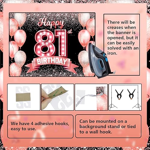 Vista 431 de Happy 21st Birthday Rose Gold Banner Backdrop Cheers to 21 Years Old Confetti Balloons Theme Decor Decorations for Women 21 Years Old Pink Birthday