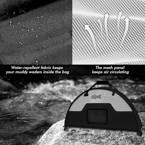 Miniatura 7 de Riverruns Bolsa de pesca y caza con malla ventilada, bolsa plegable para botas, cambiador de pesca con mosca y bolsa para pesca, senderismo,