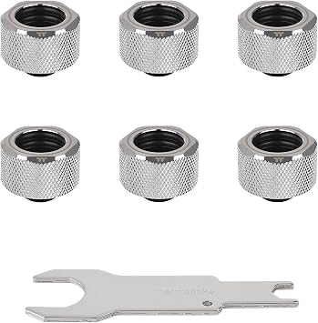 Thermaltake Pacific Chrome 4 Build-In O-Rings C-Pro G1/4 PETG 16mm OD Compression Fitting 6 Pack CL-W213-CU00SL-B