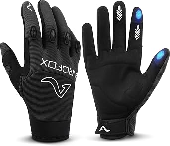 ARCFOX Sport Gloves Dirt Bike Motorcycle Gloves for Men Women Anti-Slip Breathable Touch Screen Motocross Bike Off-Road Riding Racing Enduro Scooter Cycling ATV UTV MTB,XL, Black