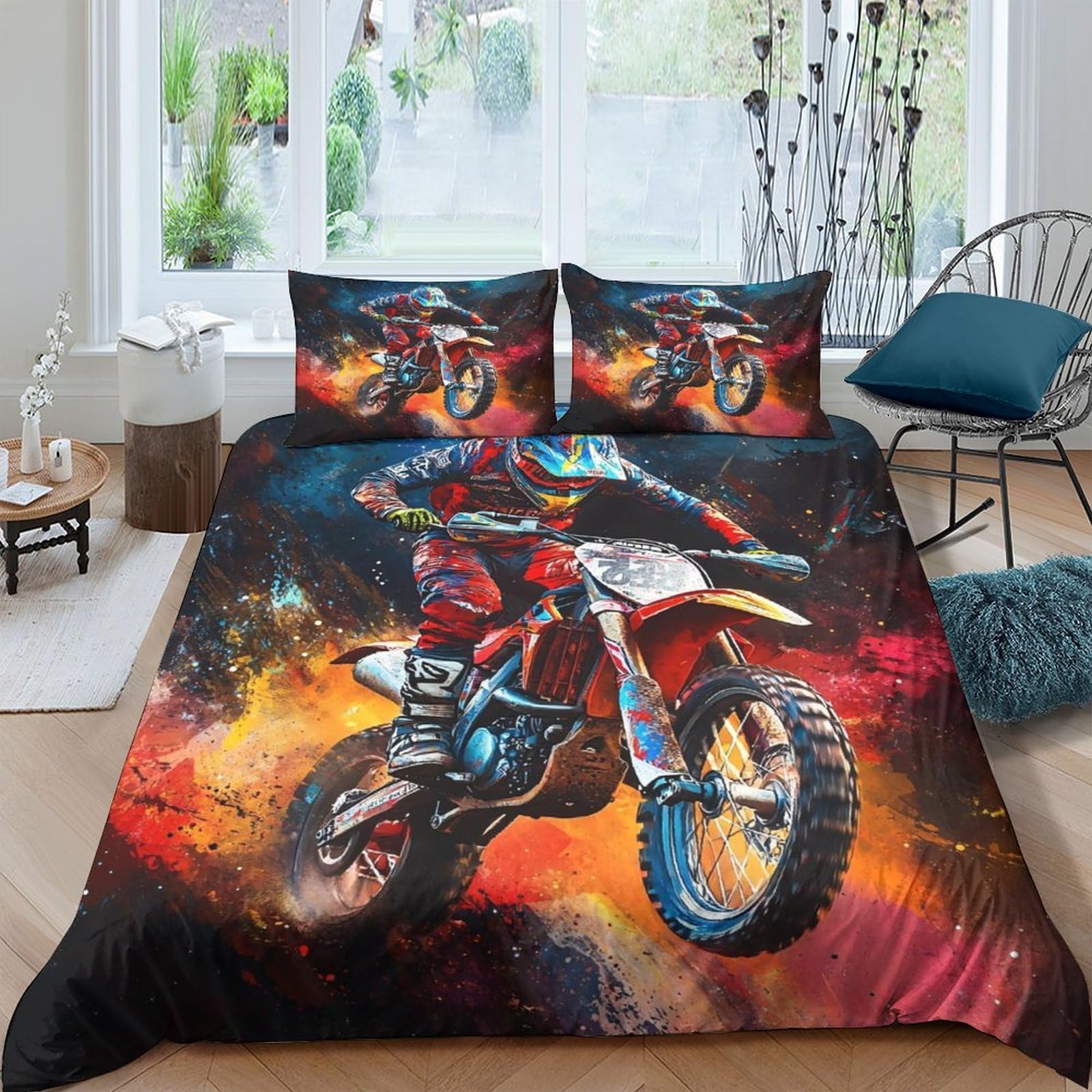 GPLZQXKJNH Galaxy Starry Sky Duvet Cover Set 3D Printed Microfiber Soft Breathable Bedding for Bedroom Decor and Home Use Single（135x200cm）