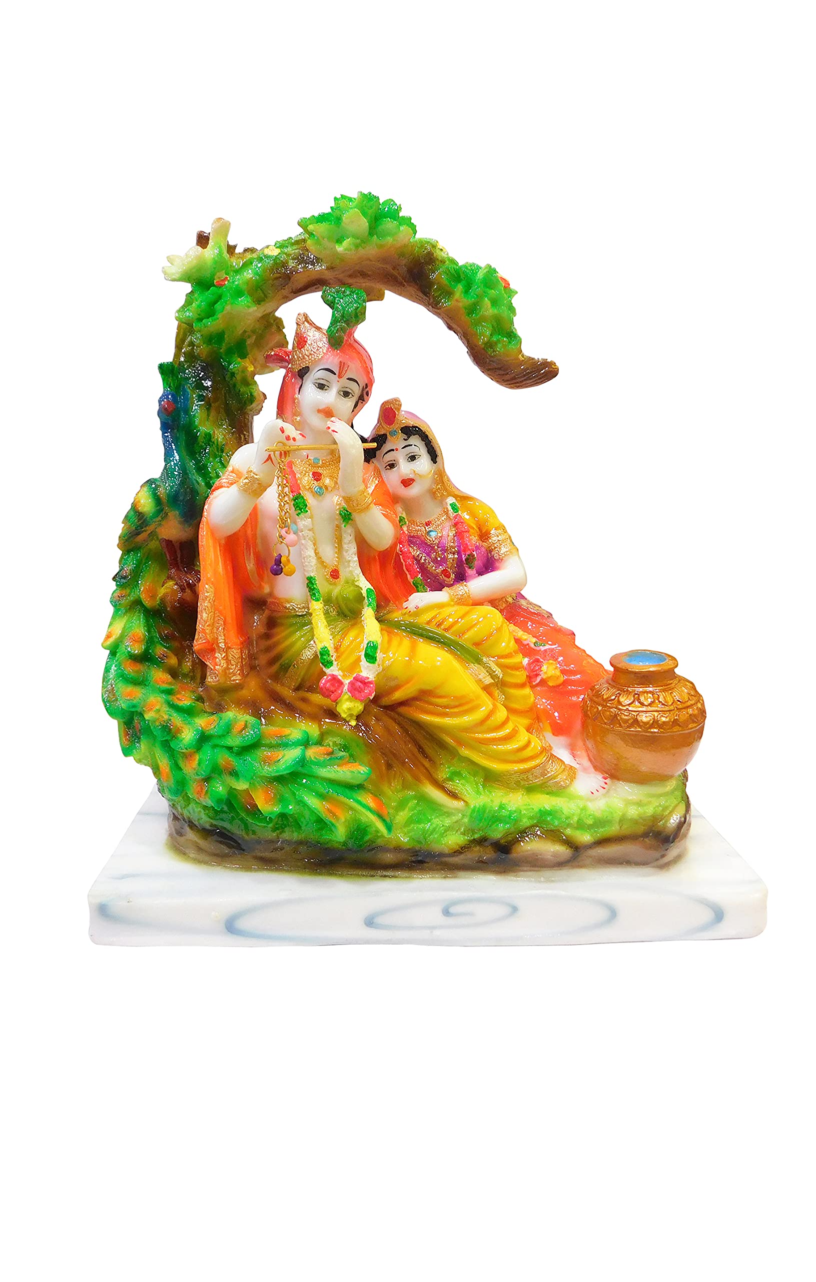 Buy Radha Krishna Sitting with Peacock Statue Radha Krishna Gift Type
