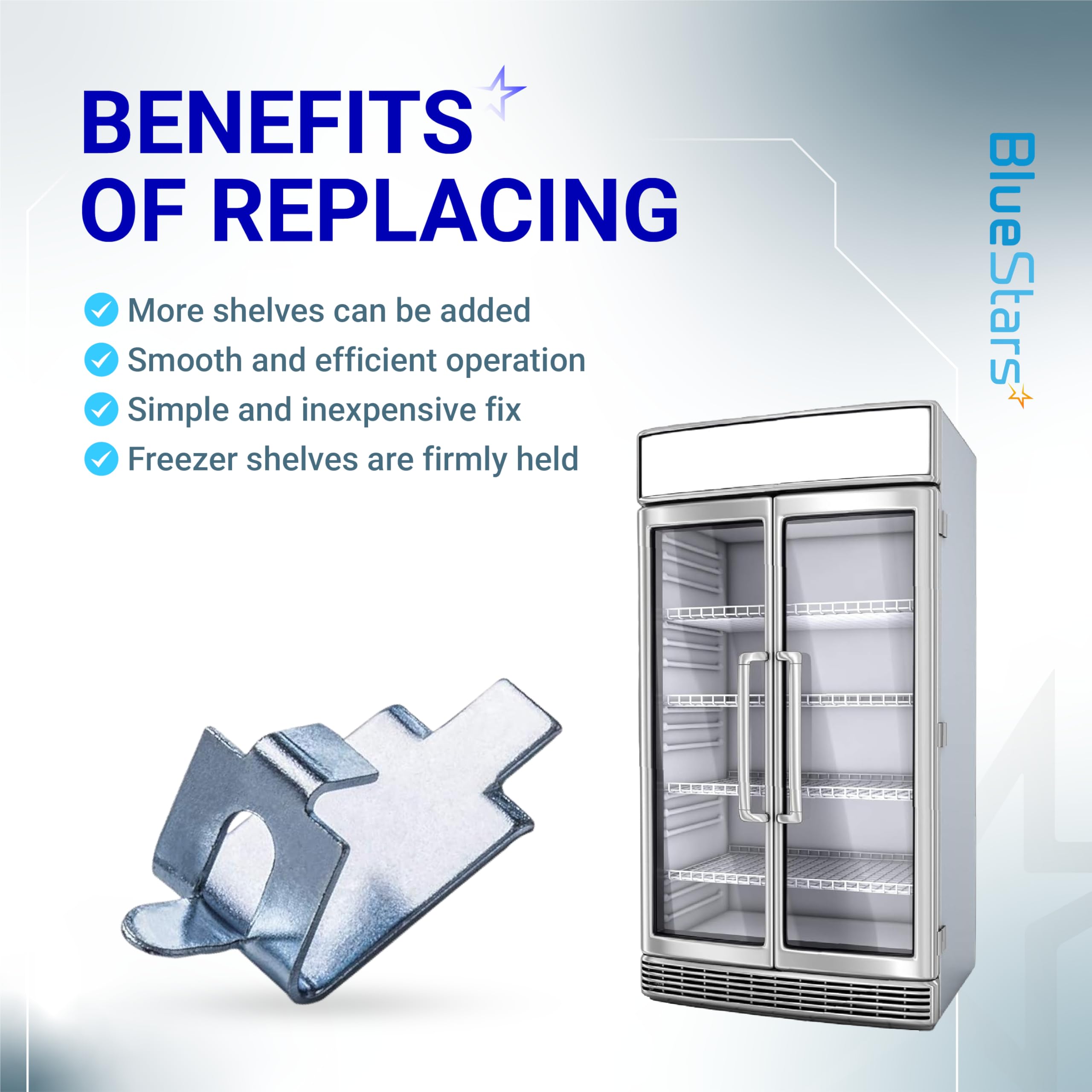 BlueStars Freezer Shelf Clips - Stainless Steel -5