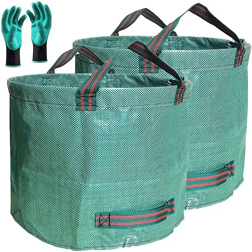 Standard 2-Pack 16 Gallon Home Yard Garden Bags (D18, H15 inch) with Garden Gloves, Camping Waste Bags,Recycling Bag,Campsite Trash Bags,Laundry