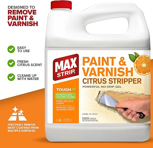Miniatura 3 de Max Strip Removedor de cítricos de pintura y barniz  1 galón  Tiras múltiples capas  Elimina pinturas a base de látex y aceite  Sin cloruro de