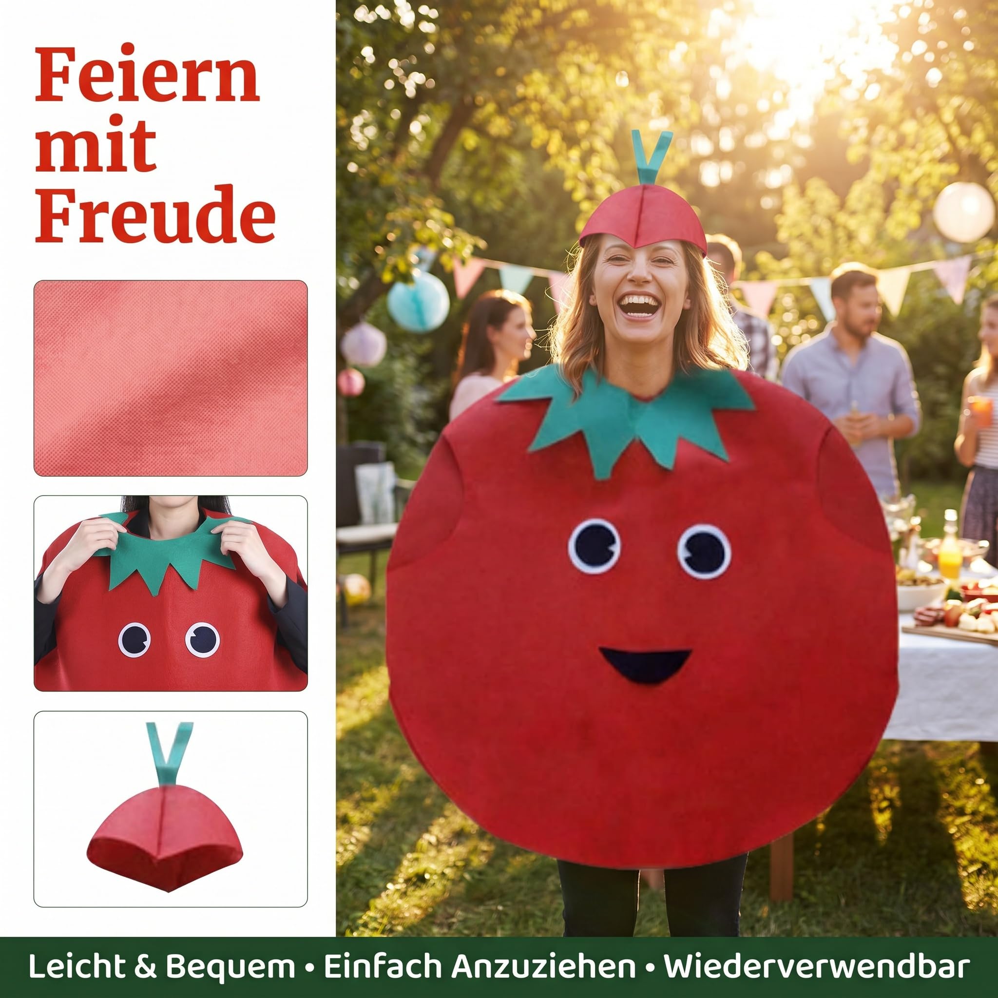 Harilla Costume da frutta per adulti, accessori di scena per uomini, donne, dolci, costumi cosplay con cappello, costume per carnevale