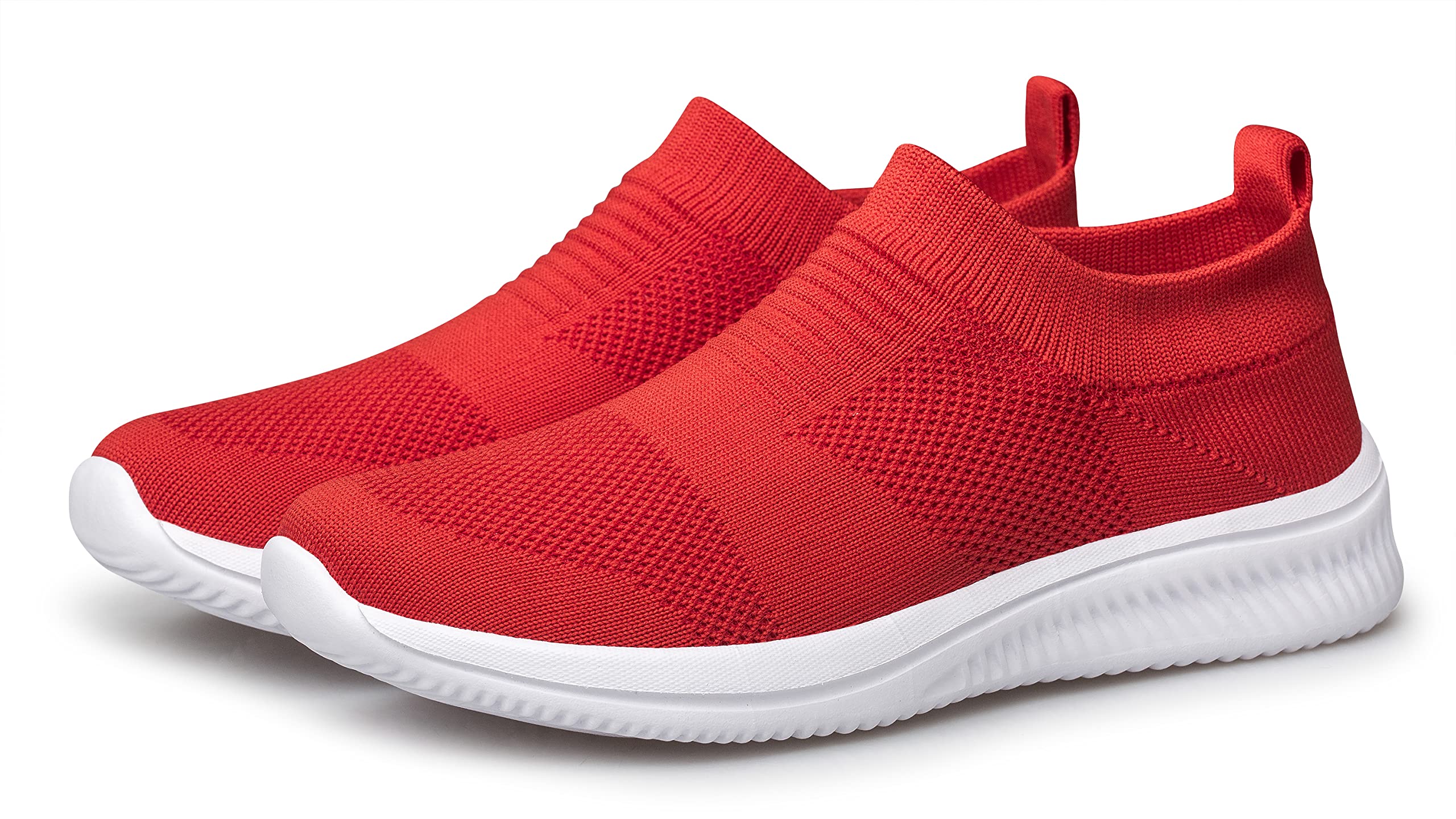 vibdiv Zapatos Planos Caminar Mujer Zapatillas Casual Zapatos Diarios sin Cordones Ligeros Cómodos Rojo 38