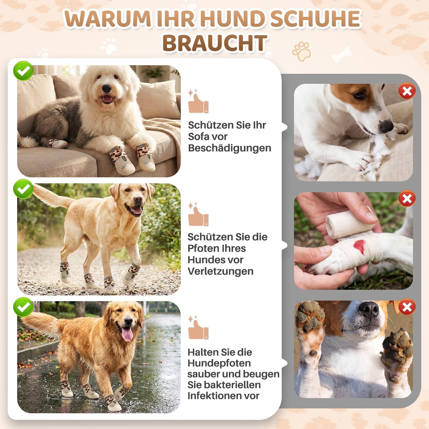 SlowTon Atmungsaktive Hundeschuhe für große, mittlere und kleine Hunde, reflektierende Hundestiefel mit doppelten Riemen und weicher Gummisohle, rutschfeste Pfotenschutzschuhe für Sommer