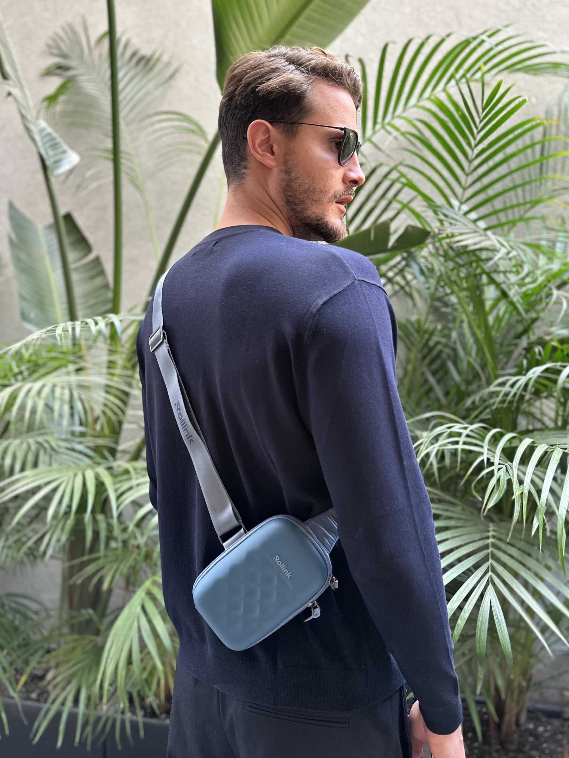 ROLLINK Mini Bag Go - Marsupio a tracolla da uomo, resistente, con guscio rigido, antifurto, resistente a tagli e tagli, impermeabile