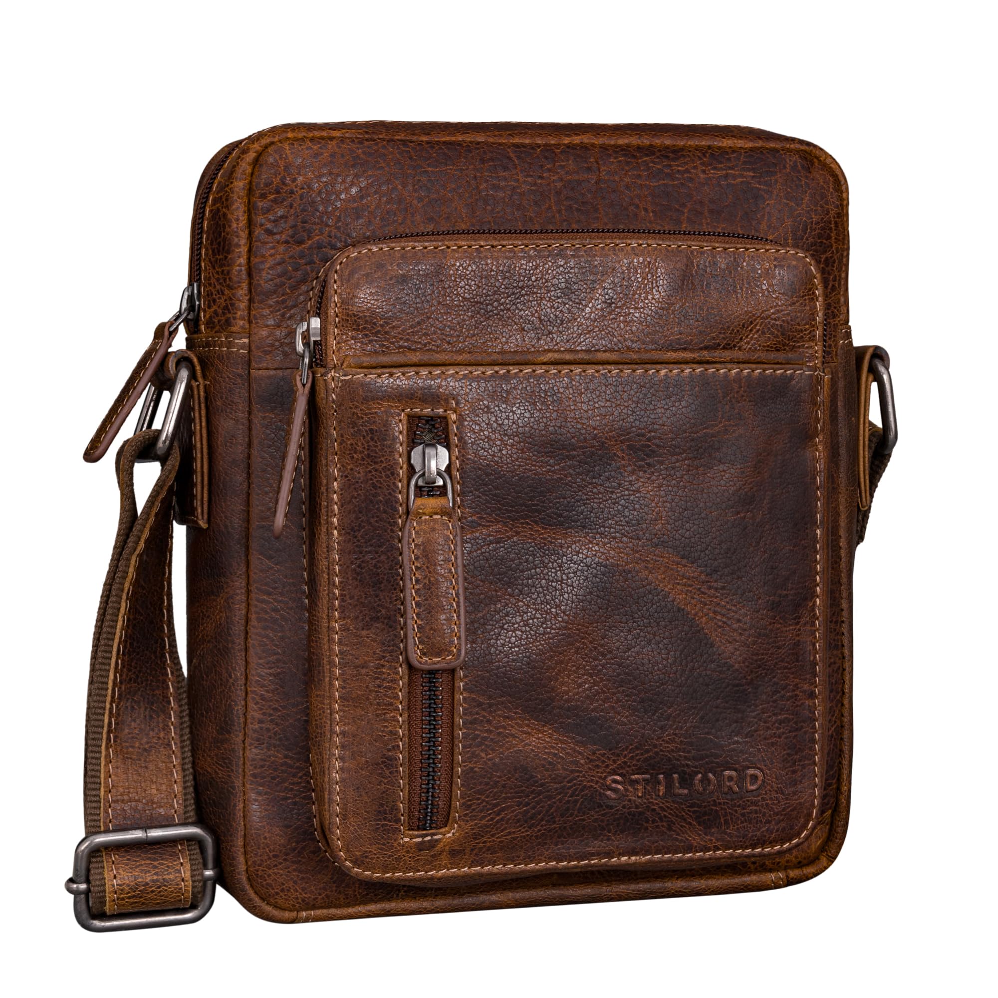 STILORD 'Dain' Borsa a Tracolla Uomo in Pelle Vera, Crossbody Vintage, Custodia Tablet, Shoulder Bag Cuoio