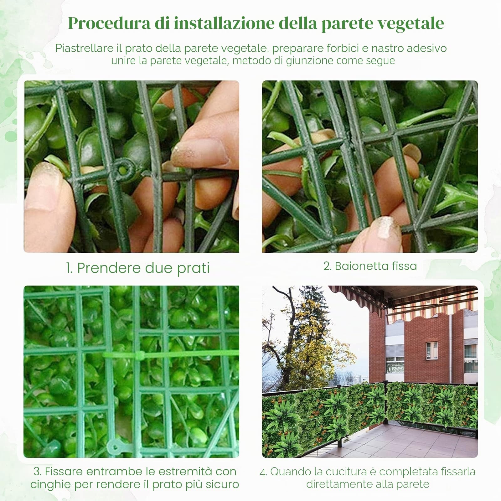 Pannelli da Parete per Piante Artificiali 60 x 40 cm, 2 Pezzi Finti Piatti per Piante con Foglie, Realistica Piante Decorazioni per Interni, Esterni, Pareti, Balconi, Giardini, Matrimoni