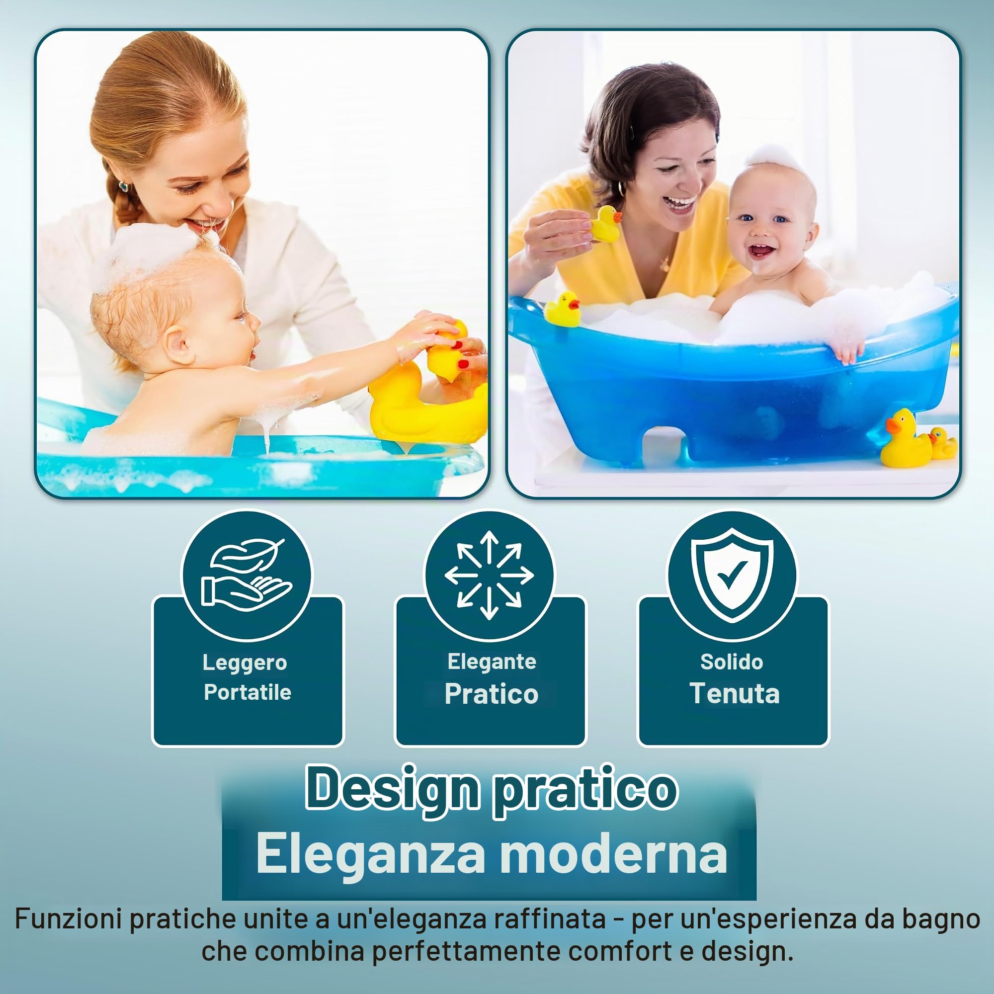 Supporto universale per vaschetta per bambini, 84 e 100 cm, con o senza ripiano, bianco